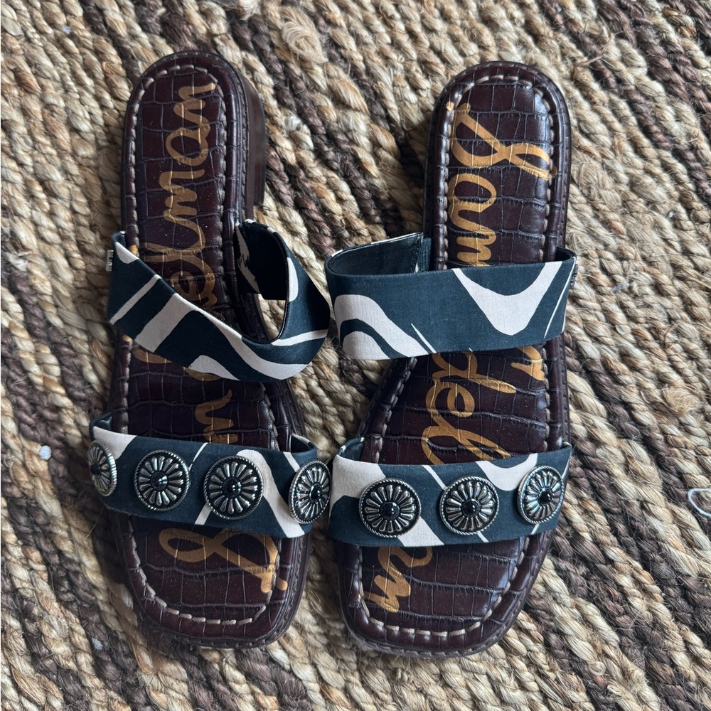 Sam Edelman Hera Black and White Sandals, 10 - Gently Used!